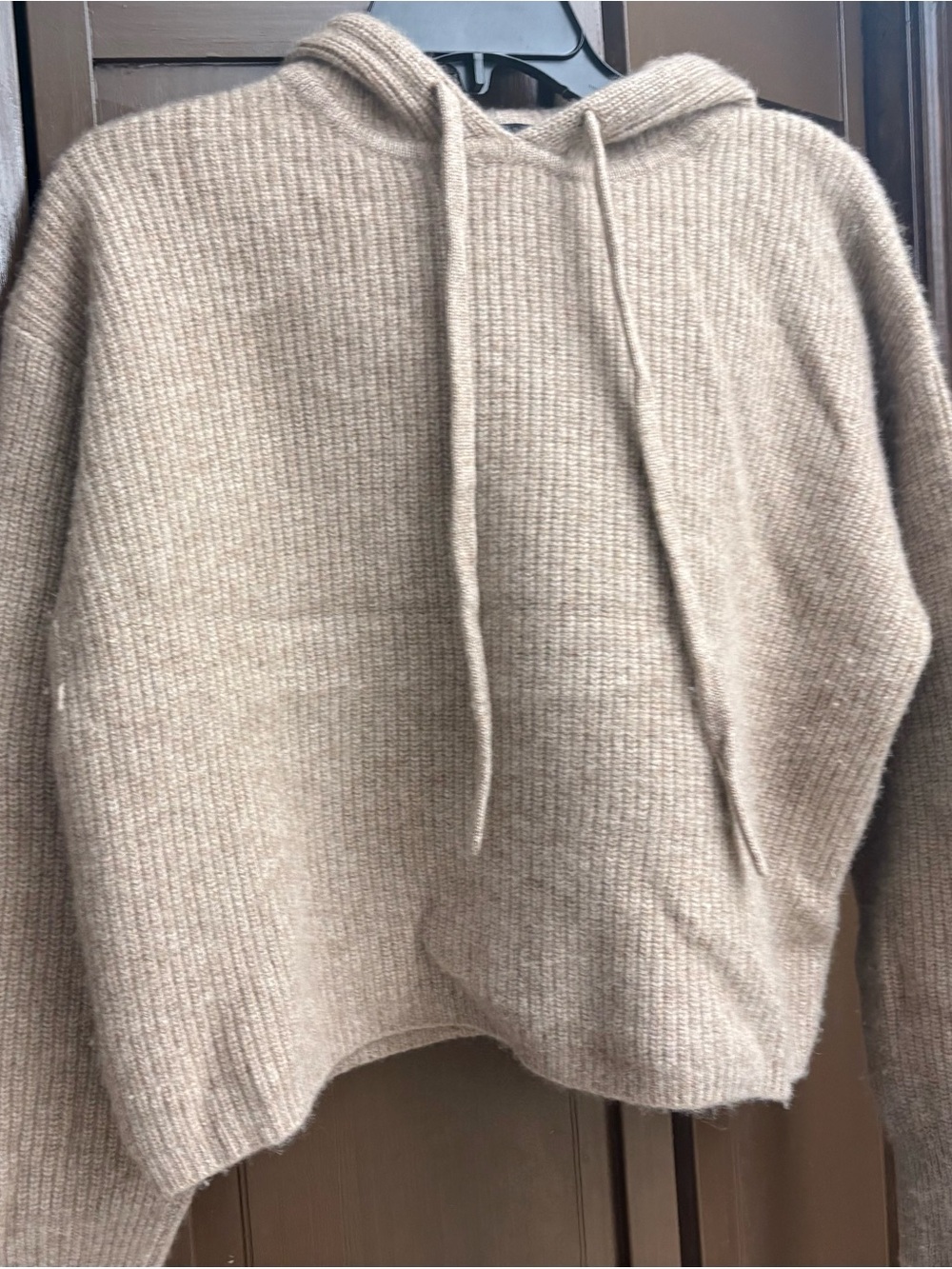 Quince 100% Mongolian Cashmere Hoodie Sweater Women’s M Beige Taupe